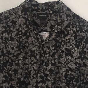 Claiborne 100% silk men’s short sleeve black shirt